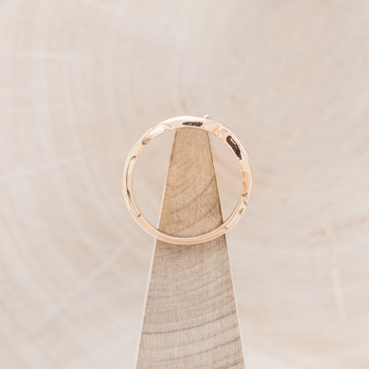 "ARTEMIS" STACKER - 14K GOLD ANTLER-STYLE STACKING BAND WITH A SINGLE DIAMOND ACCENT-12