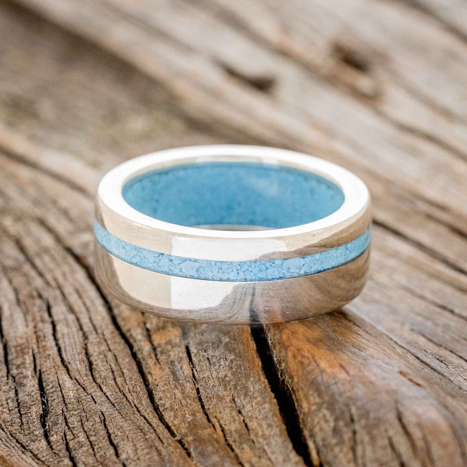 "VERTIGO" - TURQUOISE WEDDING RING FEATURING A TURQUOISE LINED BAND-28