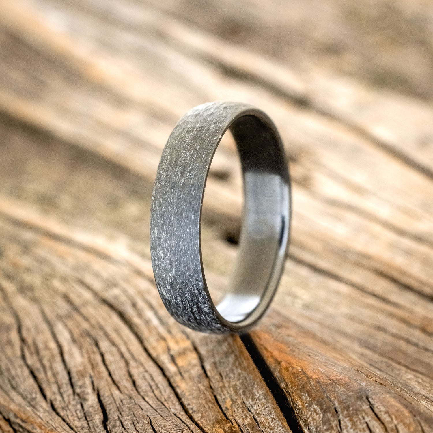 DOMED PROFILE WEDDING BAND WITH HAMMERED FINISH - READY TO SHIP-4