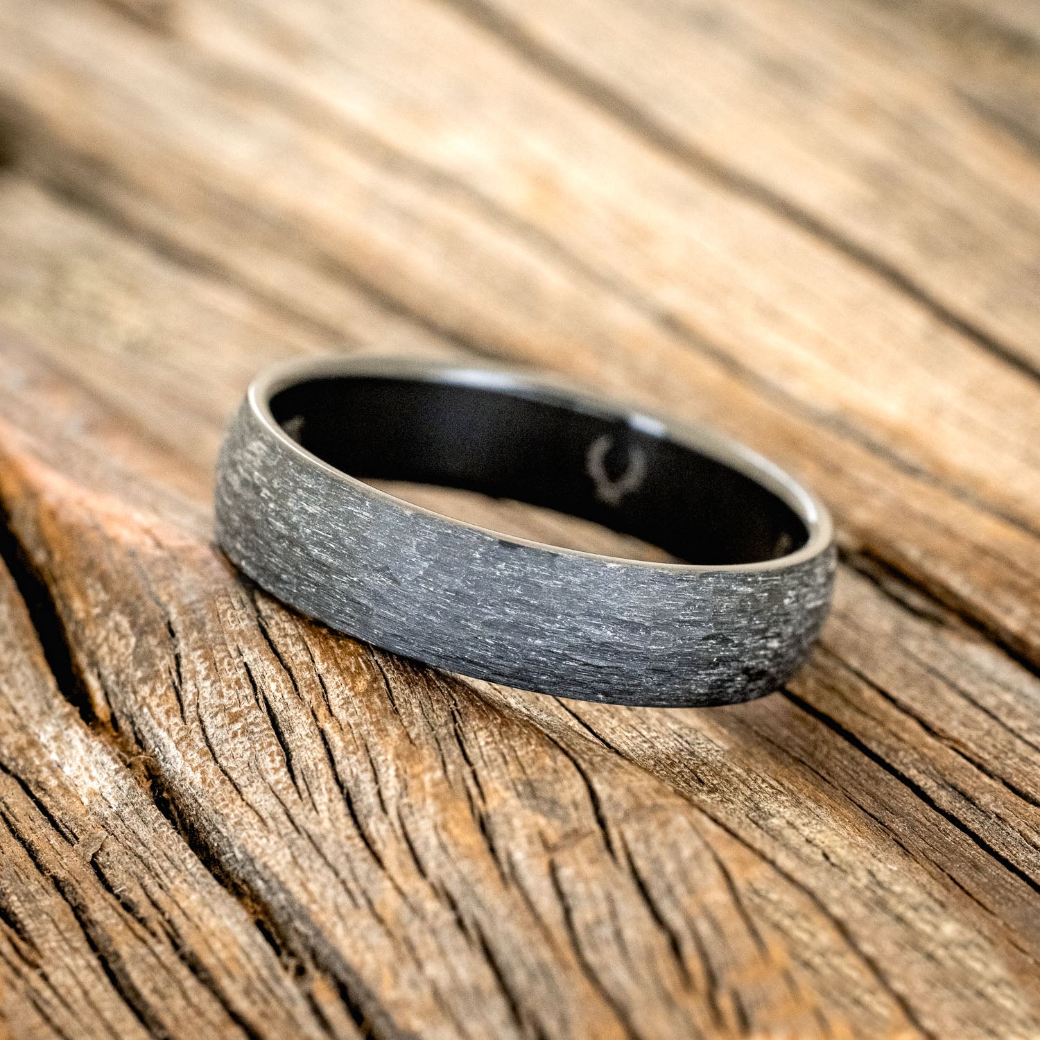 DOMED PROFILE WEDDING BAND WITH HAMMERED FINISH-6