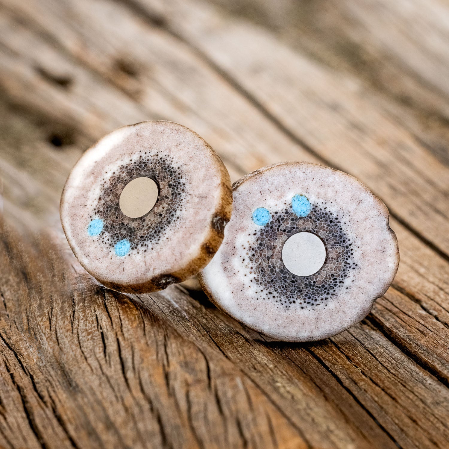 ELK ANTLER CUFFLINKS w/ TURQUOISE INLAYS-3