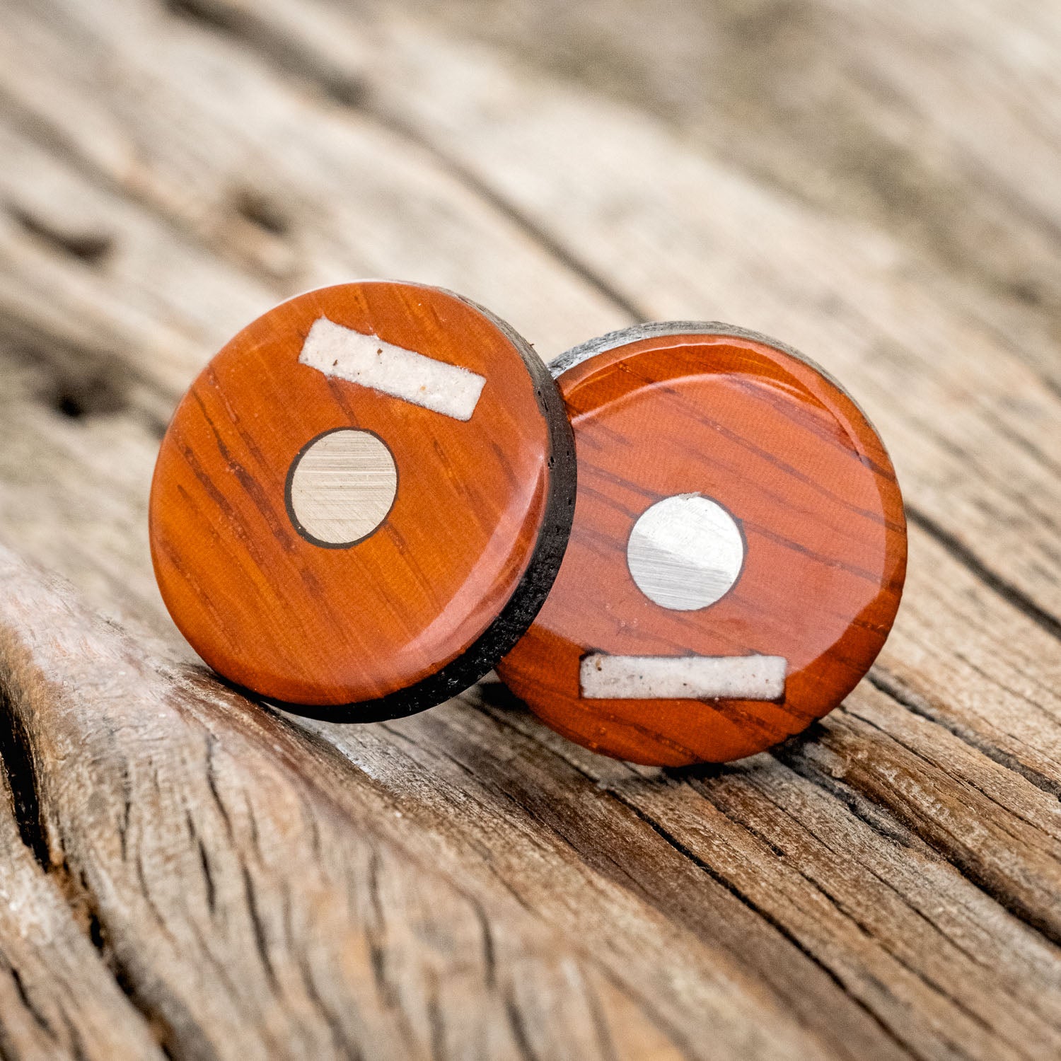 PADUAK & ELK ANTLER CUFFLINKS w/ TITANIUM BASES-2
