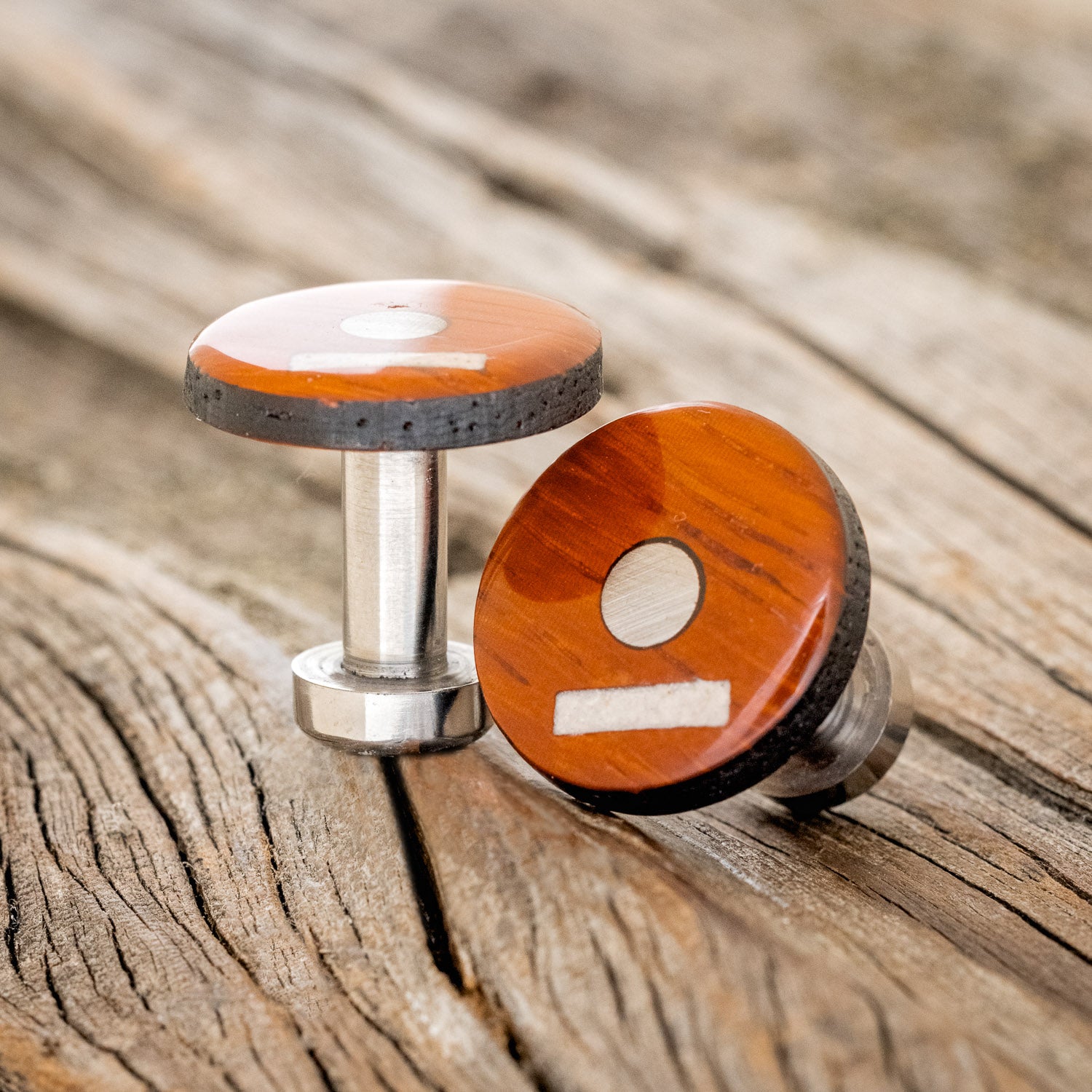 PADUAK & ELK ANTLER CUFFLINKS w/ TITANIUM BASES-3