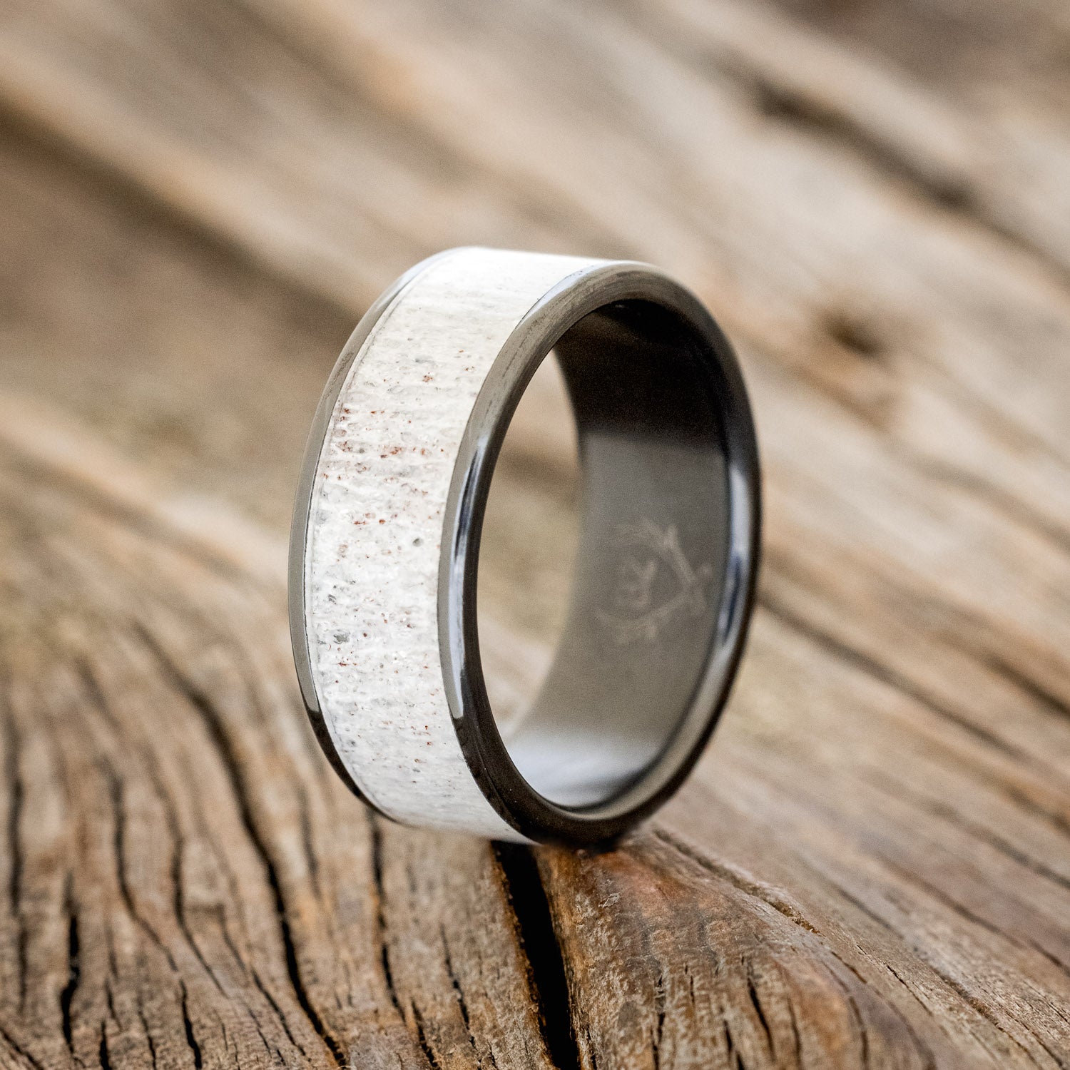 "RAINIER" - MATCHING SET OF ANTLER WEDDING BANDS-15