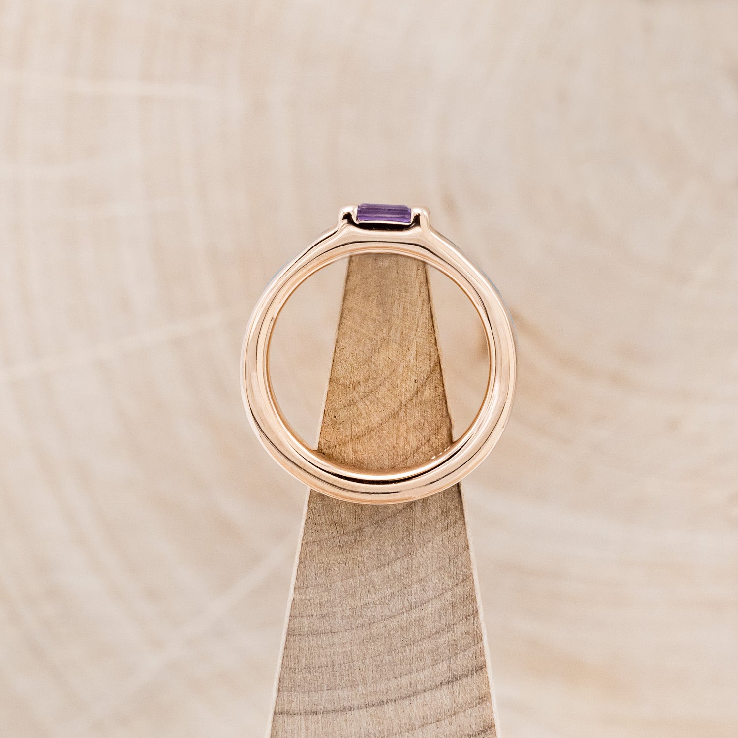 14K GOLD WEDDING BAND WITH AMETHYST CENTER STONE & TURQUOISE INLAYS-12