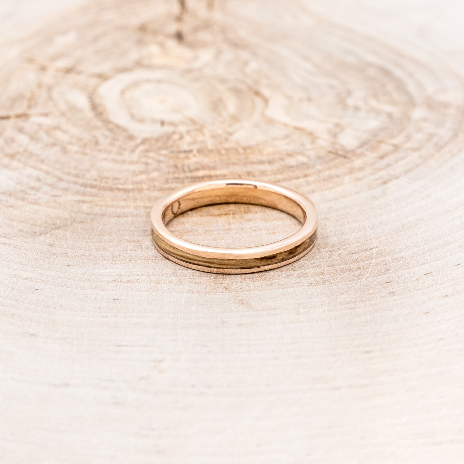 "HARMONY" - TURQUOISE & WHISKEY BARREL OAK SPLIT STACKING BAND-8