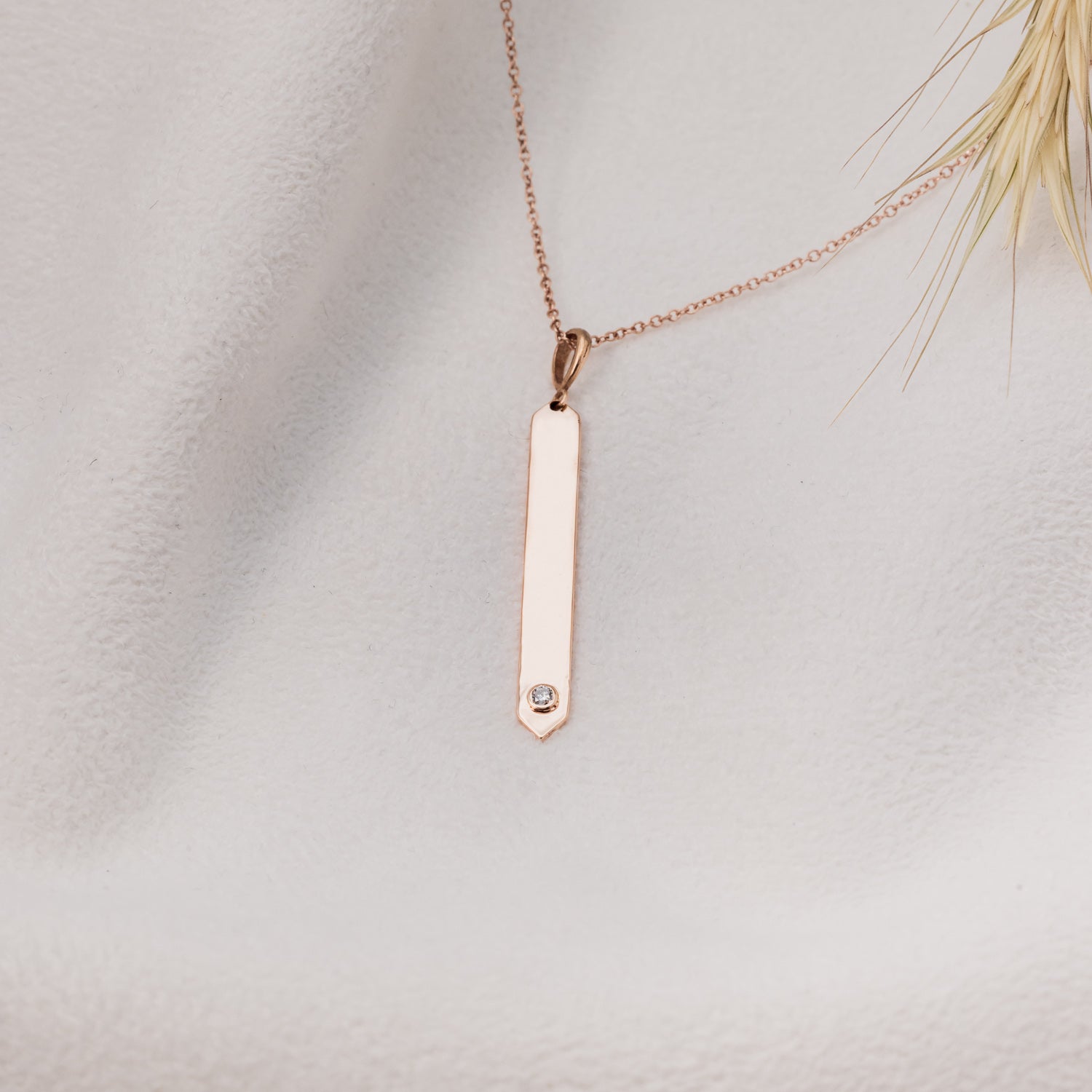 14K GOLD SINGLE DIAMOND BAR NECKLACE-5