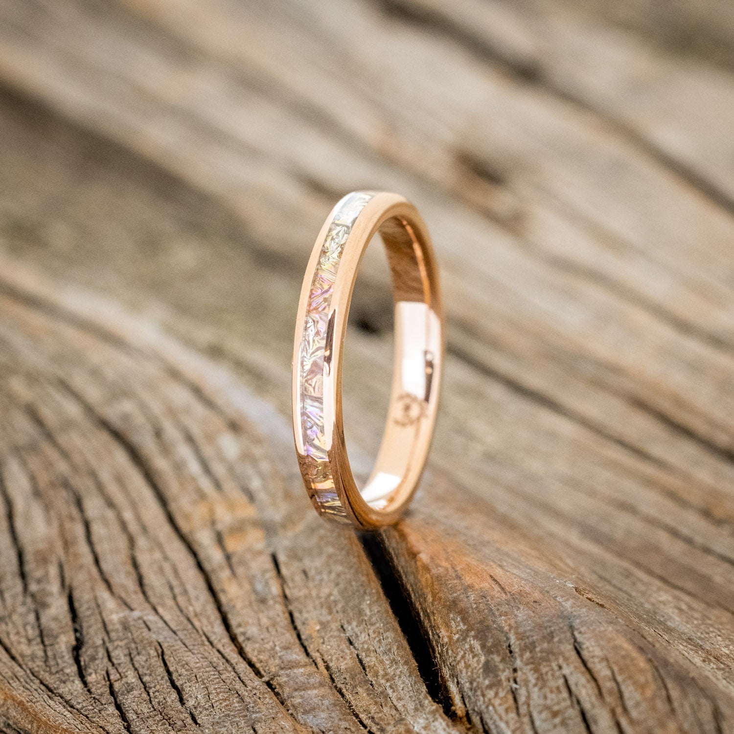 "ETERNA" - TITANIUM BURL DICHROLAM STACKING WEDDING BAND-10