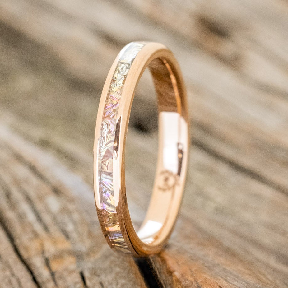 "ETERNA" - TITANIUM BURL DICHROLAM STACKING WEDDING BAND-10