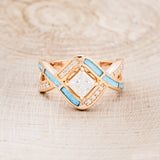"HELIX" - PRINCESS CUT MOISSANITE ENGAGEMENT RING WITH DIAMOND ACCENTS & TURQUOISE INLAYS