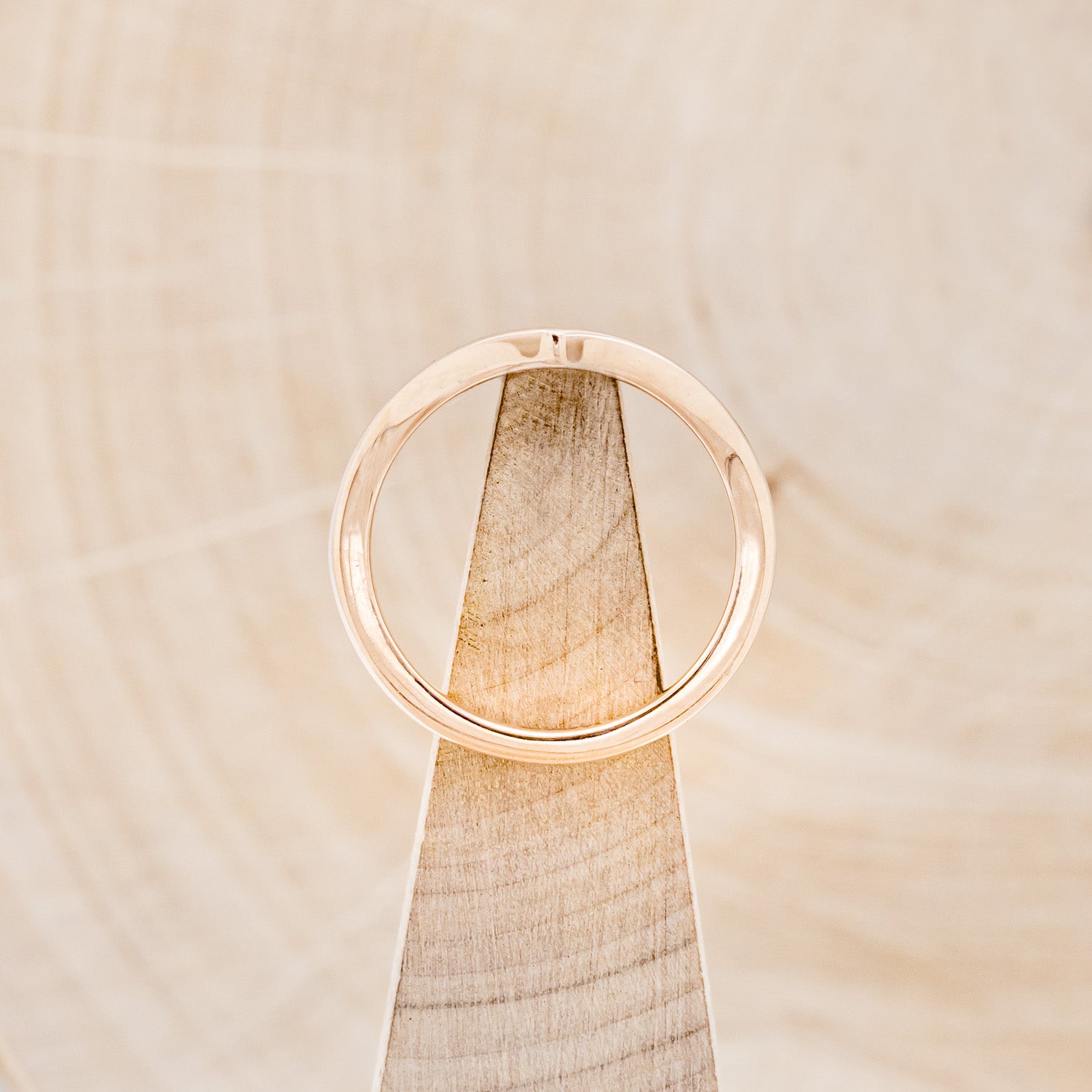 "KIDA" - SPALTED MAPLE & GOLD NUGGET INLAY WEDDING BAND-6