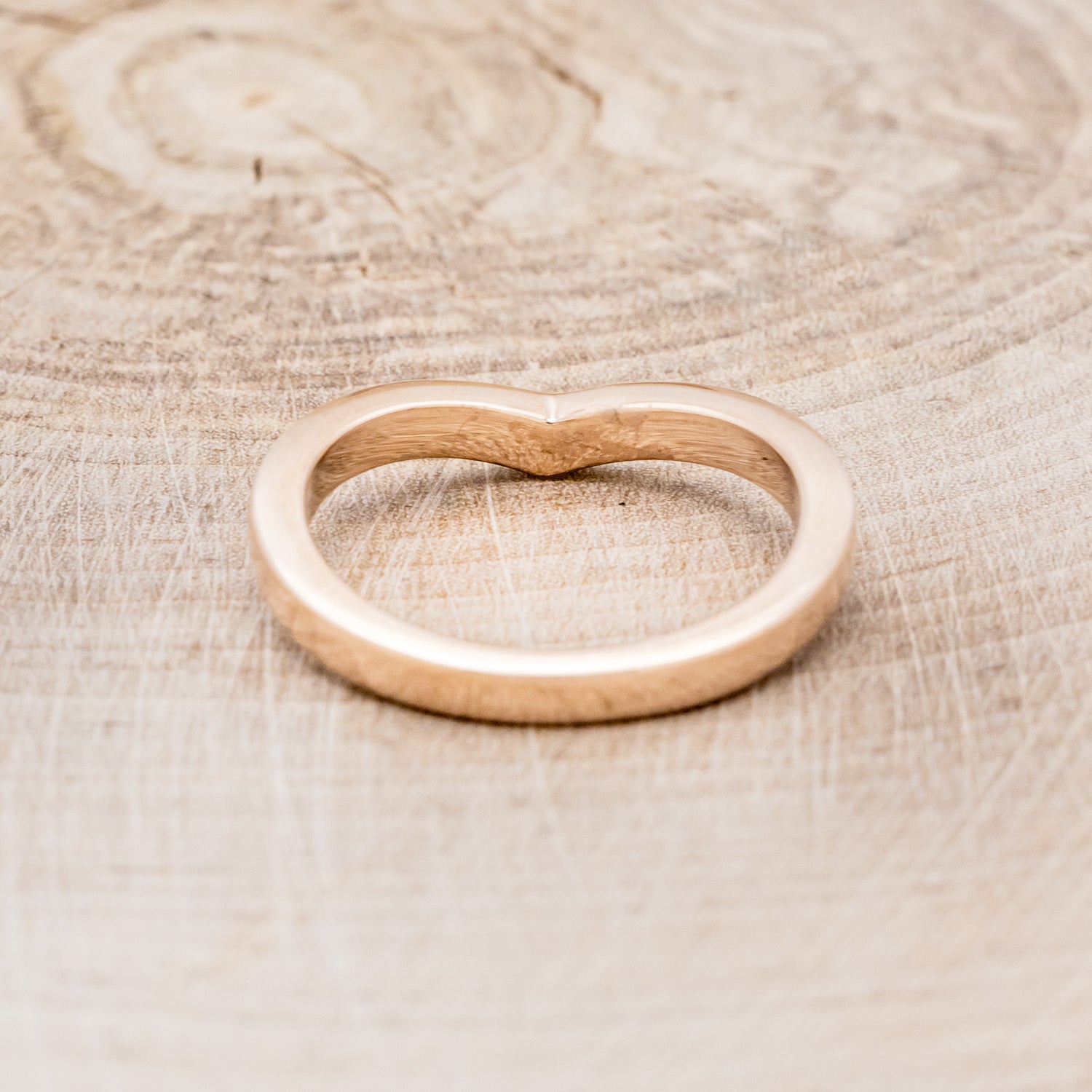 "KIDA" - SPALTED MAPLE & GOLD NUGGET INLAY WEDDING BAND-5