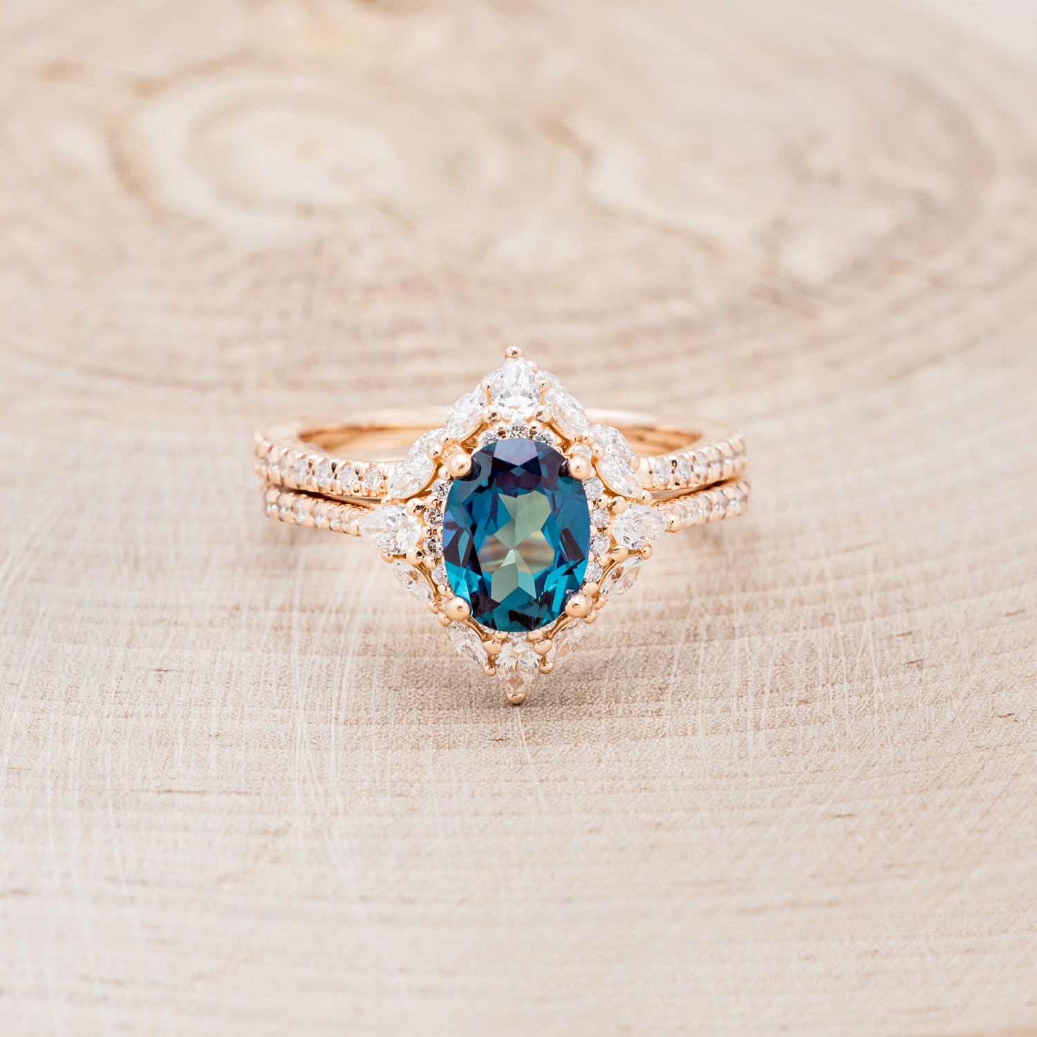 "NORTH STAR" - OVAL LAB-GROWN ALEXANDRITE ENGAGEMENT RING WITH DIAMOND ACCENTS & TRACER-22