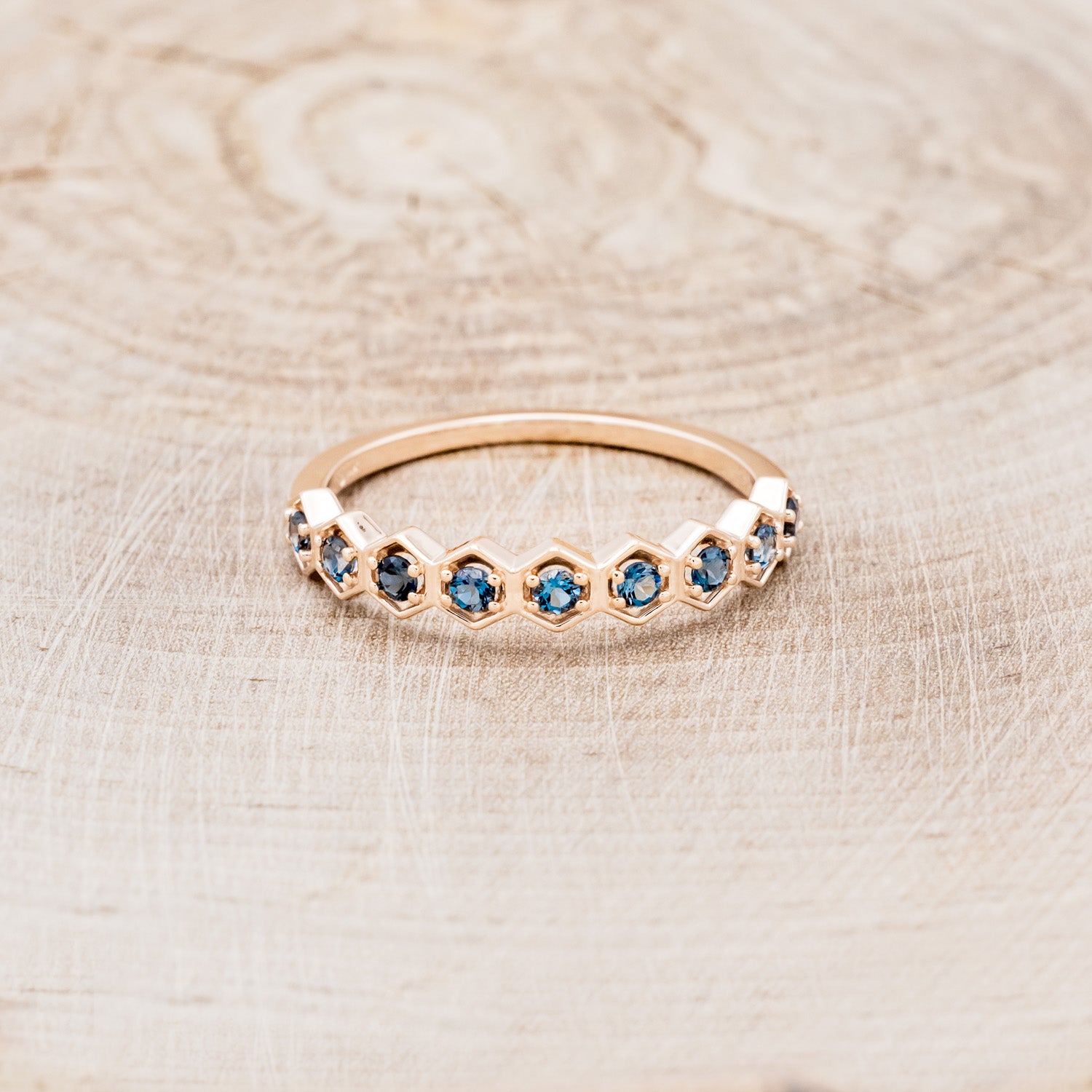 LONDON BLUE TOPAZ HEXAGON STACKING BAND-4