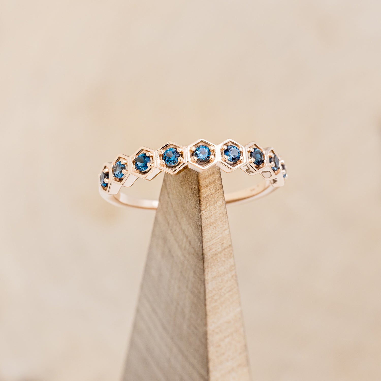 LONDON BLUE TOPAZ HEXAGON STACKING BAND