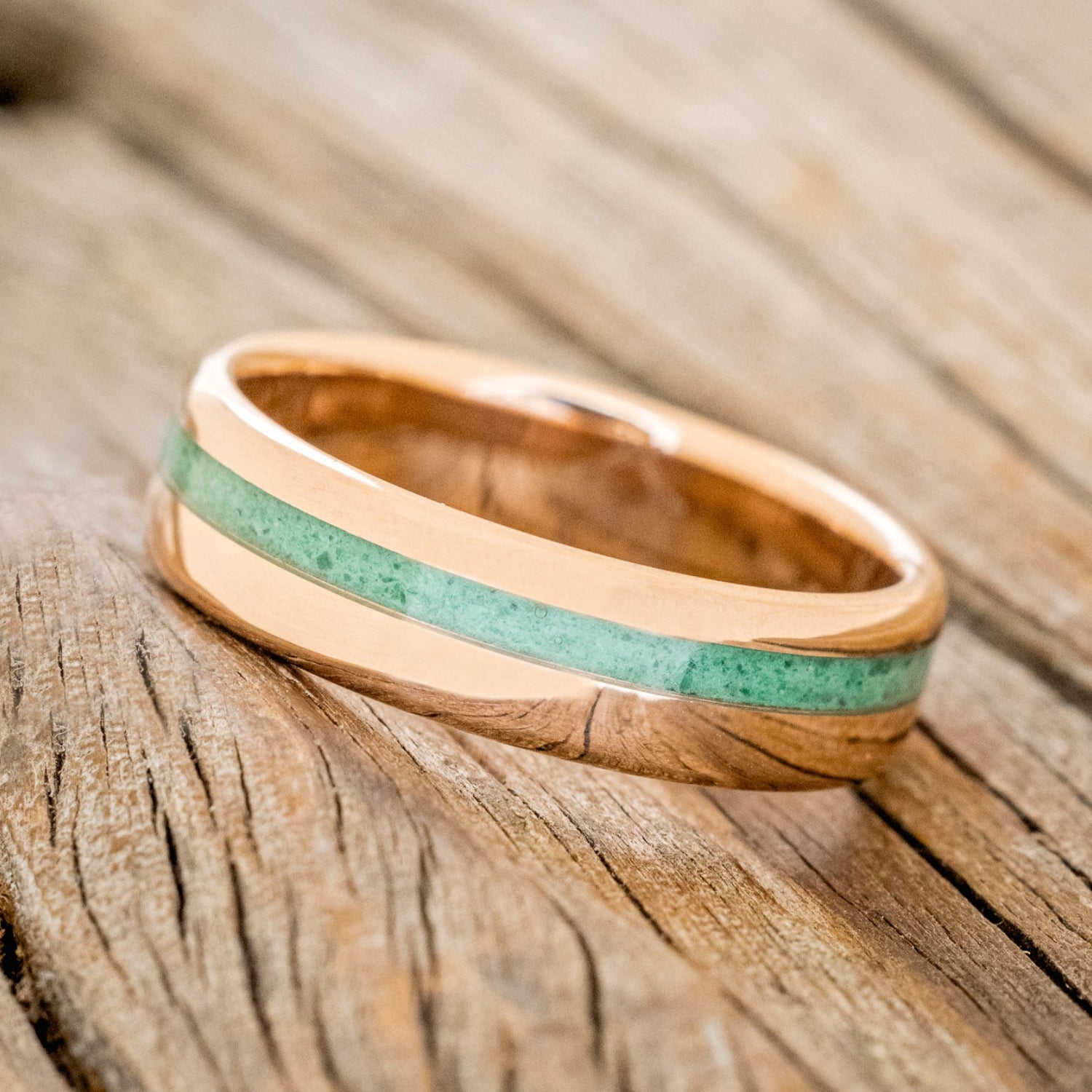 "VERTIGO" - MALACHITE WEDDING RING FEATURING A 14K GOLD BAND-5