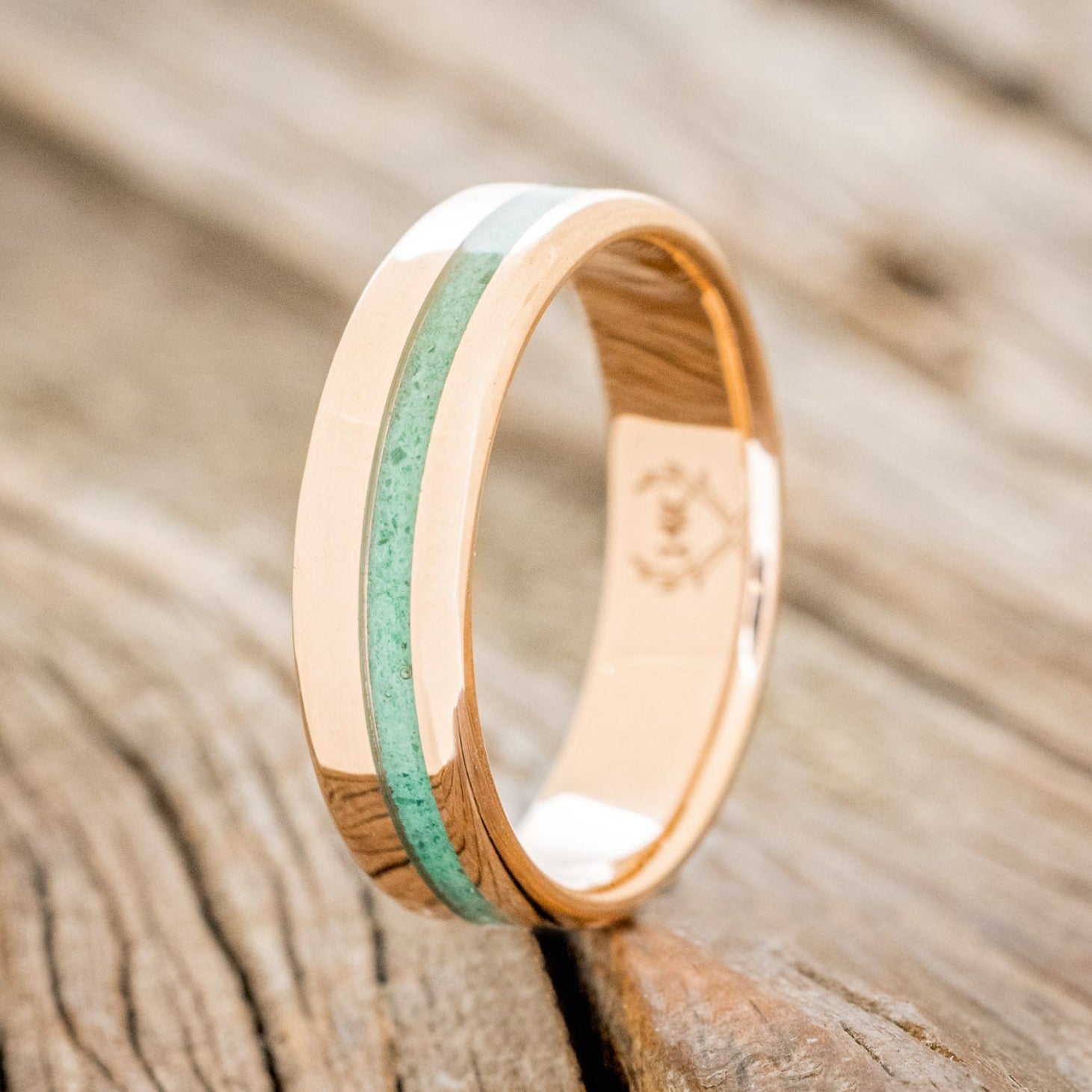 "VERTIGO" - MALACHITE WEDDING RING FEATURING A 14K GOLD BAND-4
