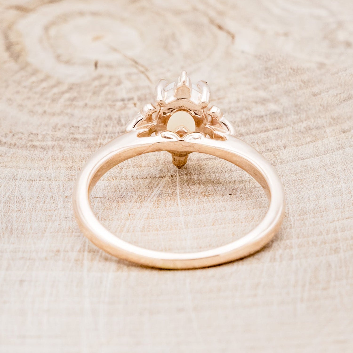 "ZELLA" - WHITE OVAL OPAL ENGAGEMENT RING WITH DIAMOND ACCENTS-6