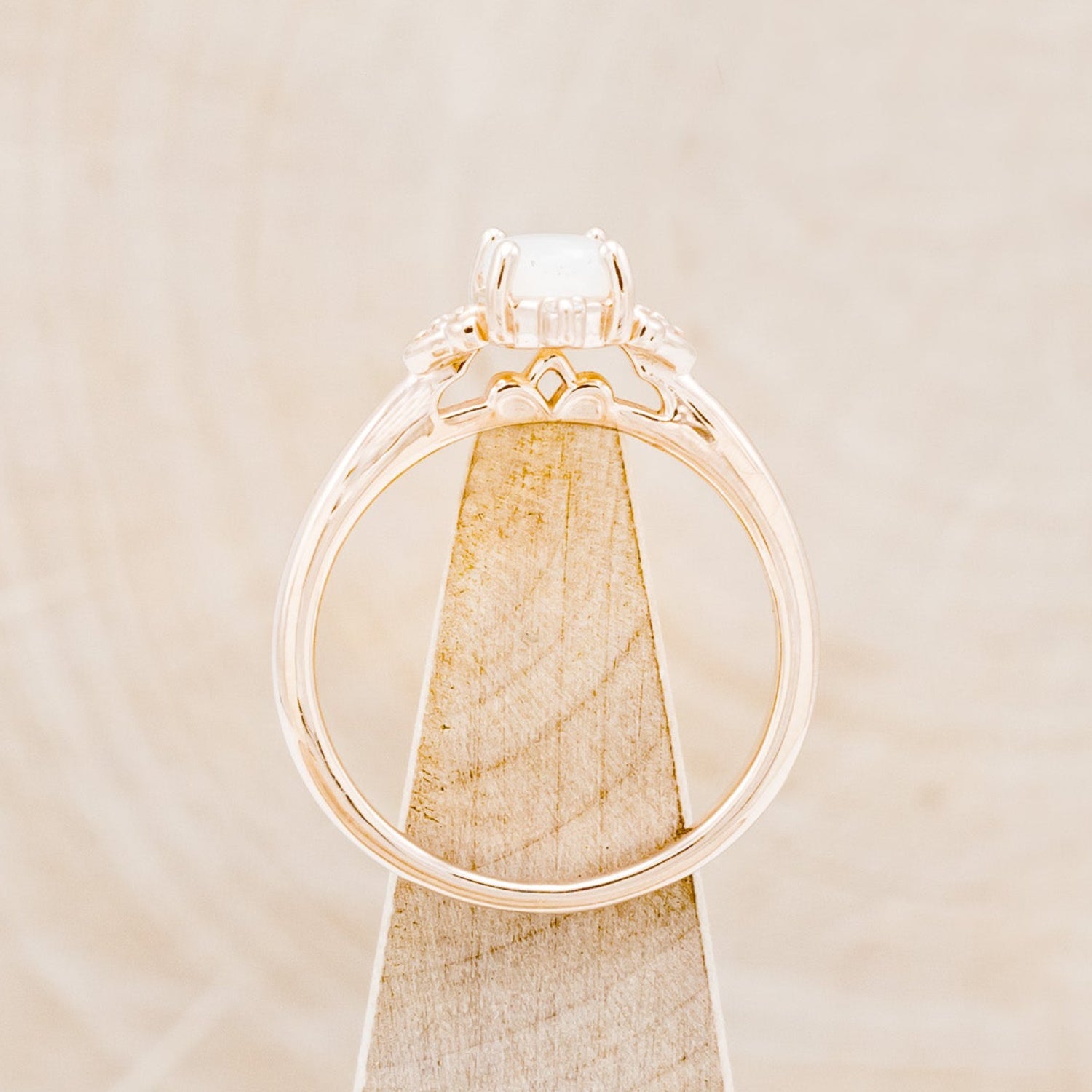 "ZELLA" - WHITE OVAL OPAL ENGAGEMENT RING WITH DIAMOND ACCENTS-5