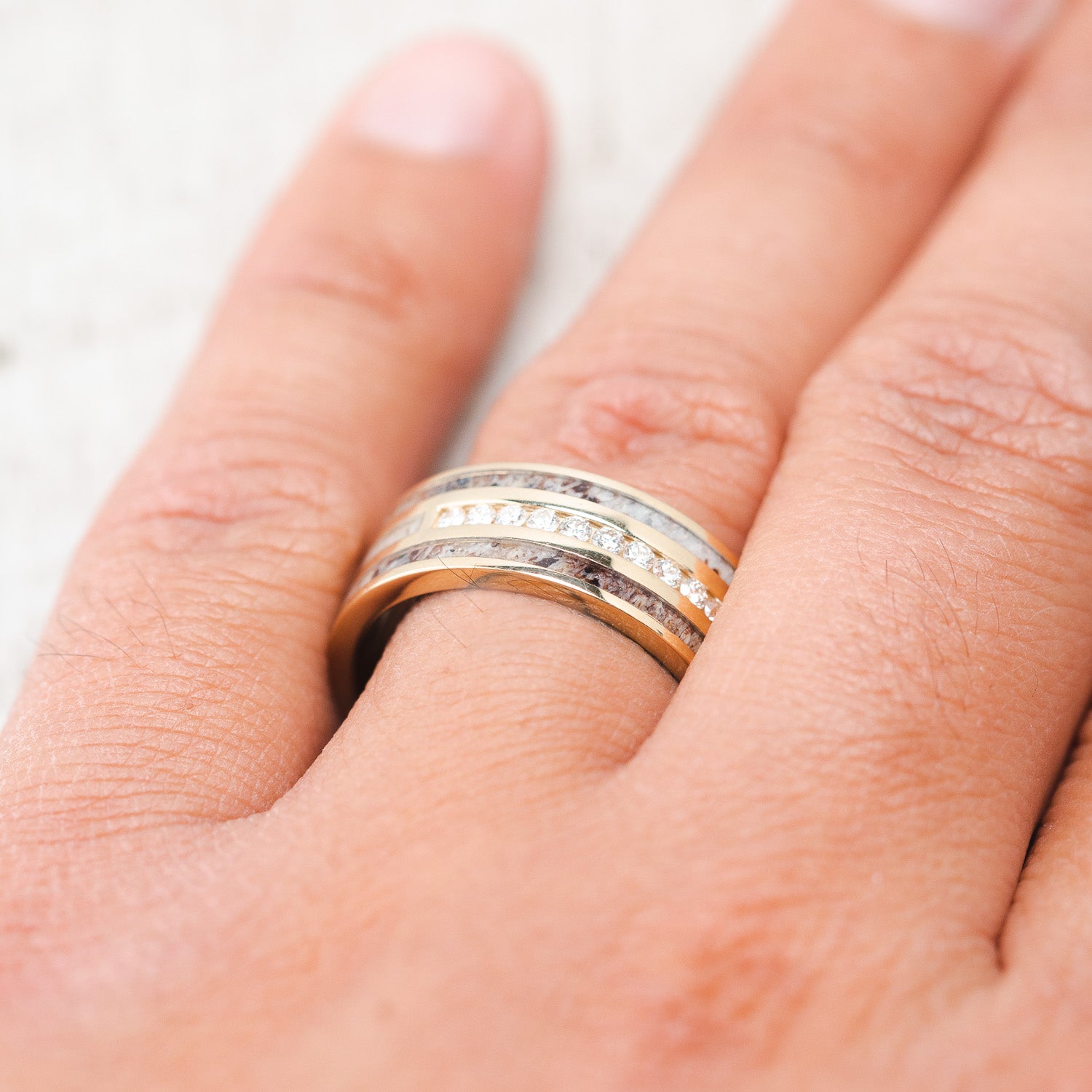 "RIO" - DIAMONDS, ANTLER & IRONWOOD WEDDING RING-7