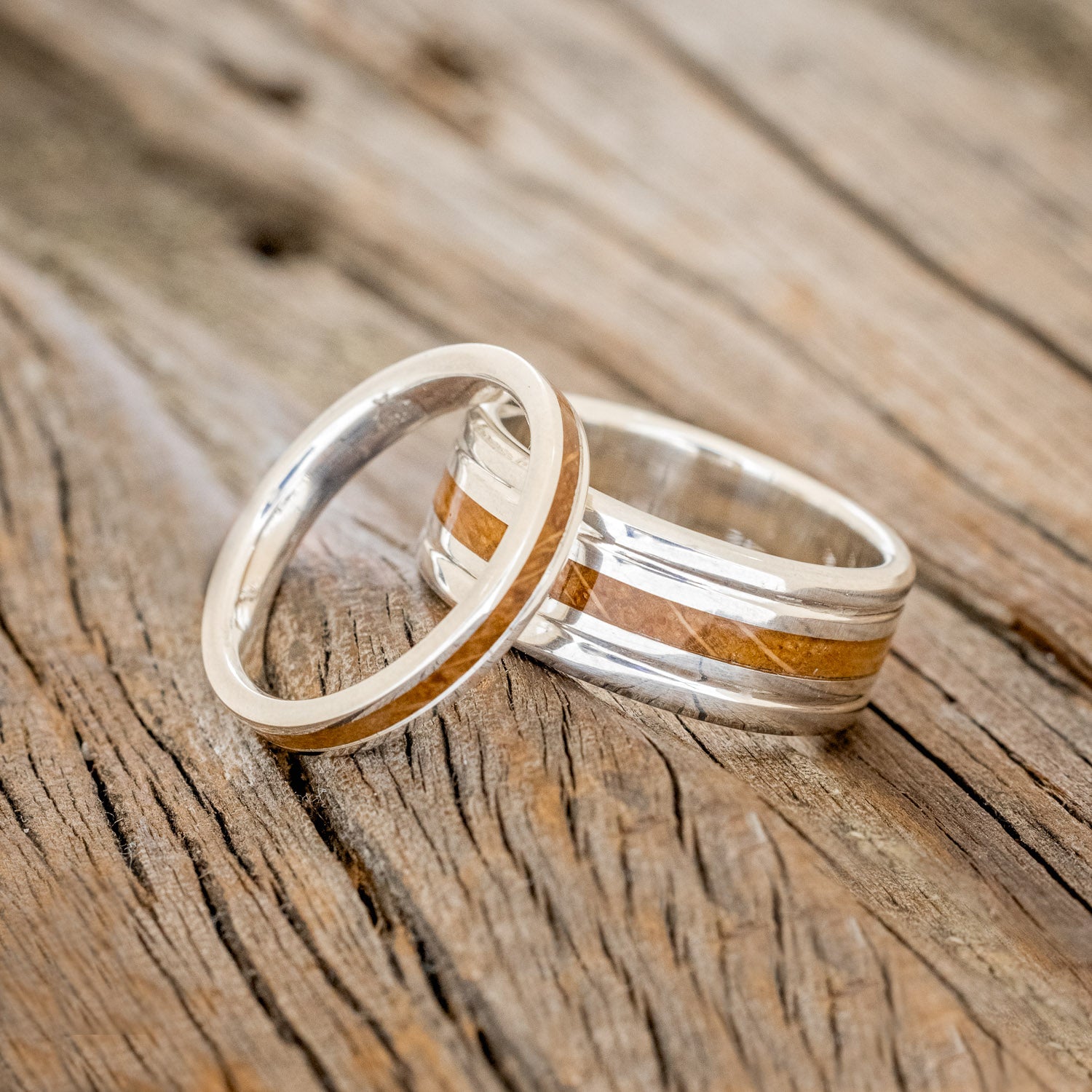 "AUSTIN" - MATCHING SET OF WHISKEY BARREL WEDDING BANDS-9
