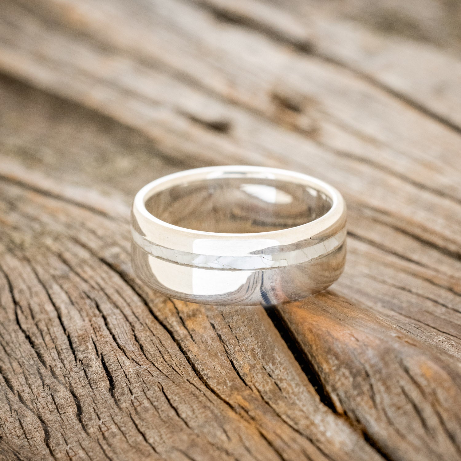 "VERTIGO" - MOTHER OF PEARL INLAY WEDDING BAND-13