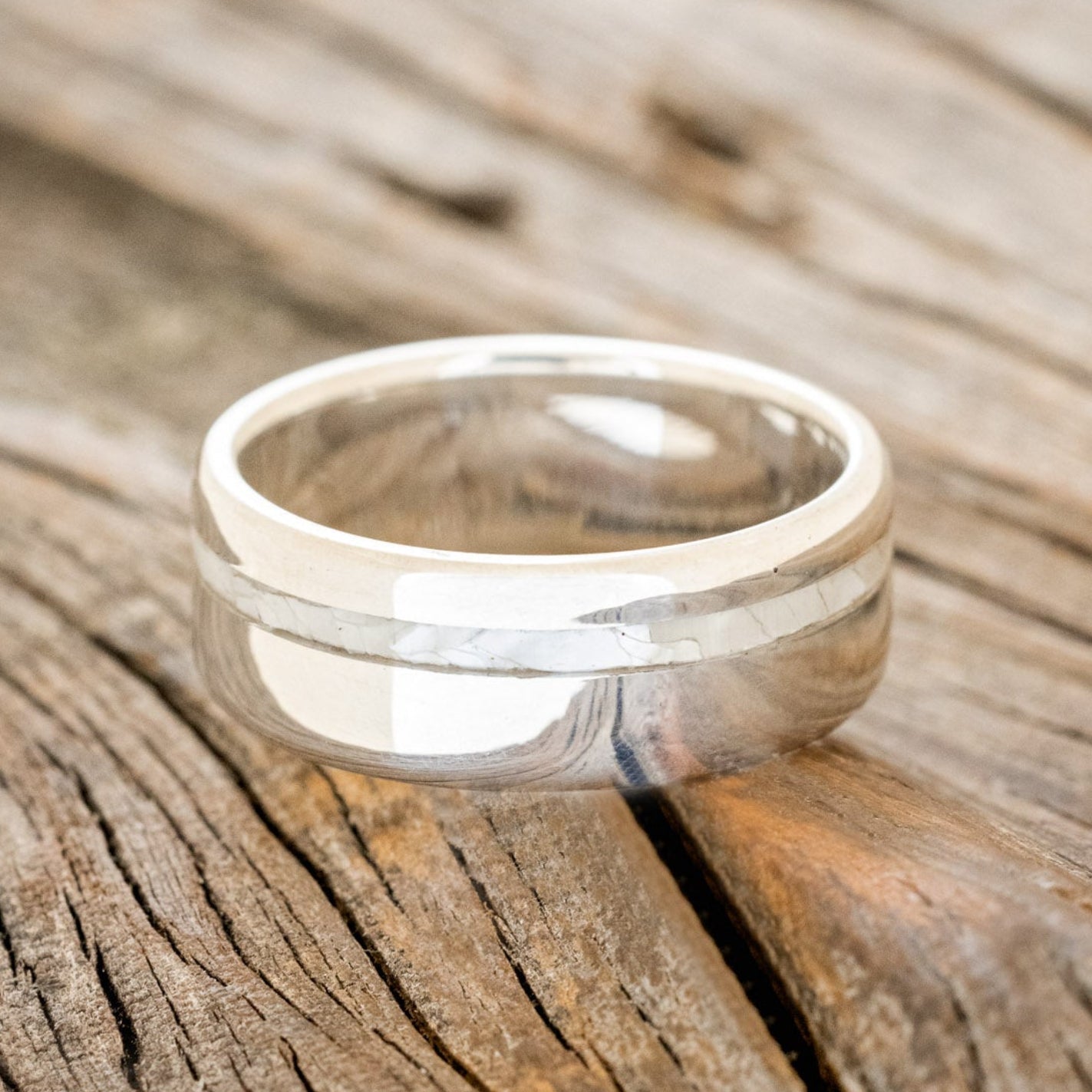 "VERTIGO" - MOTHER OF PEARL INLAY WEDDING BAND-13