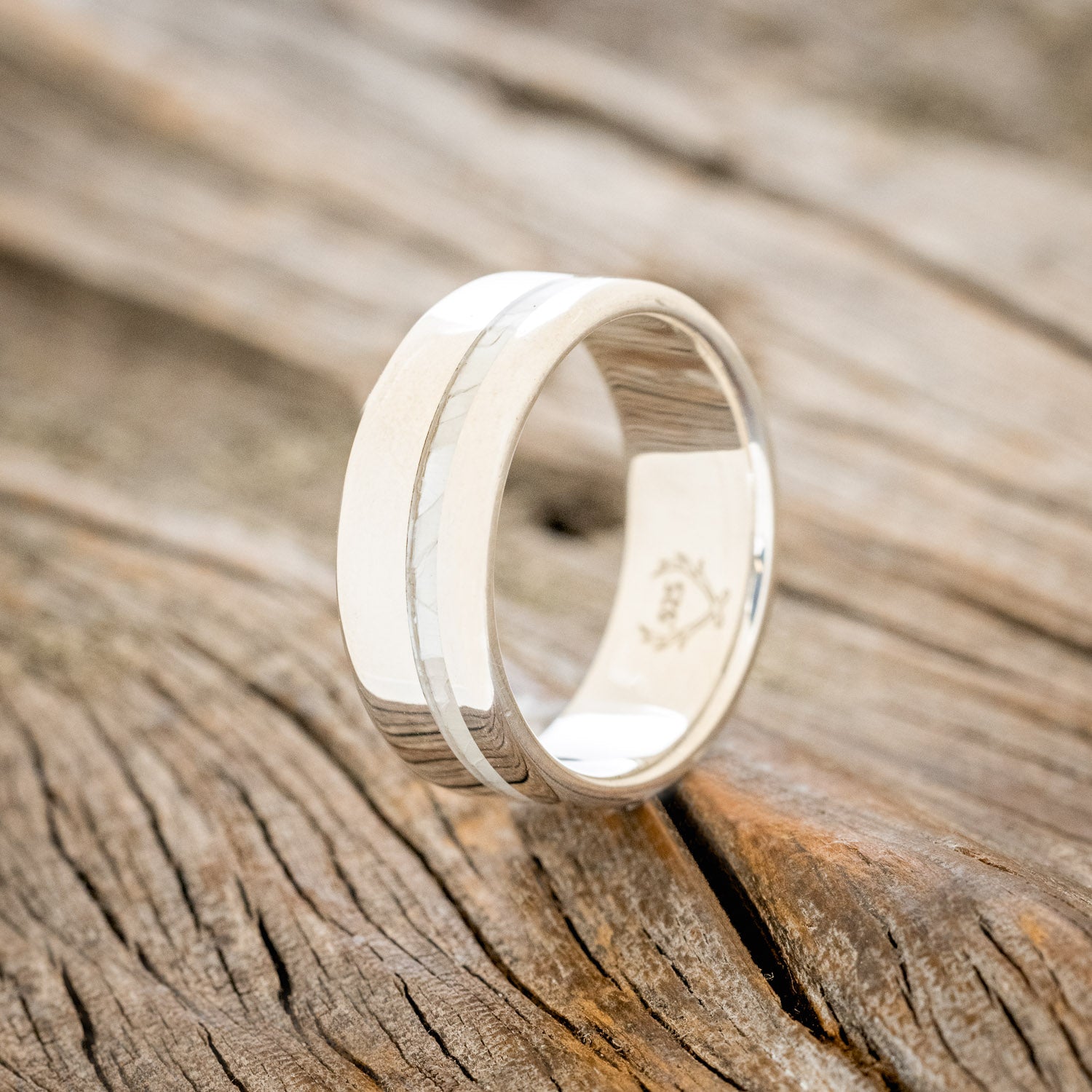 "VERTIGO" - MOTHER OF PEARL INLAY WEDDING BAND-11