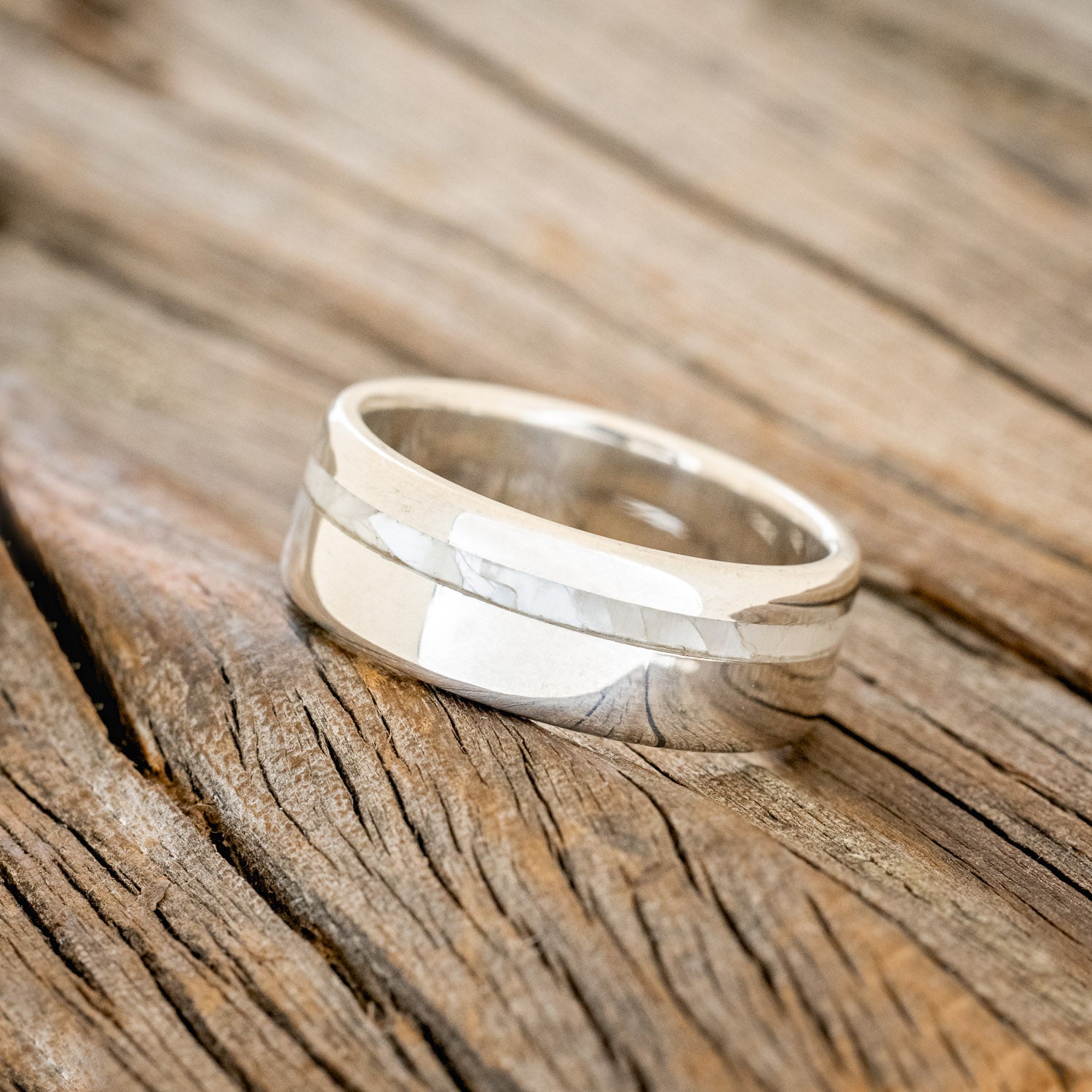 "VERTIGO" - MOTHER OF PEARL INLAY WEDDING BAND-12