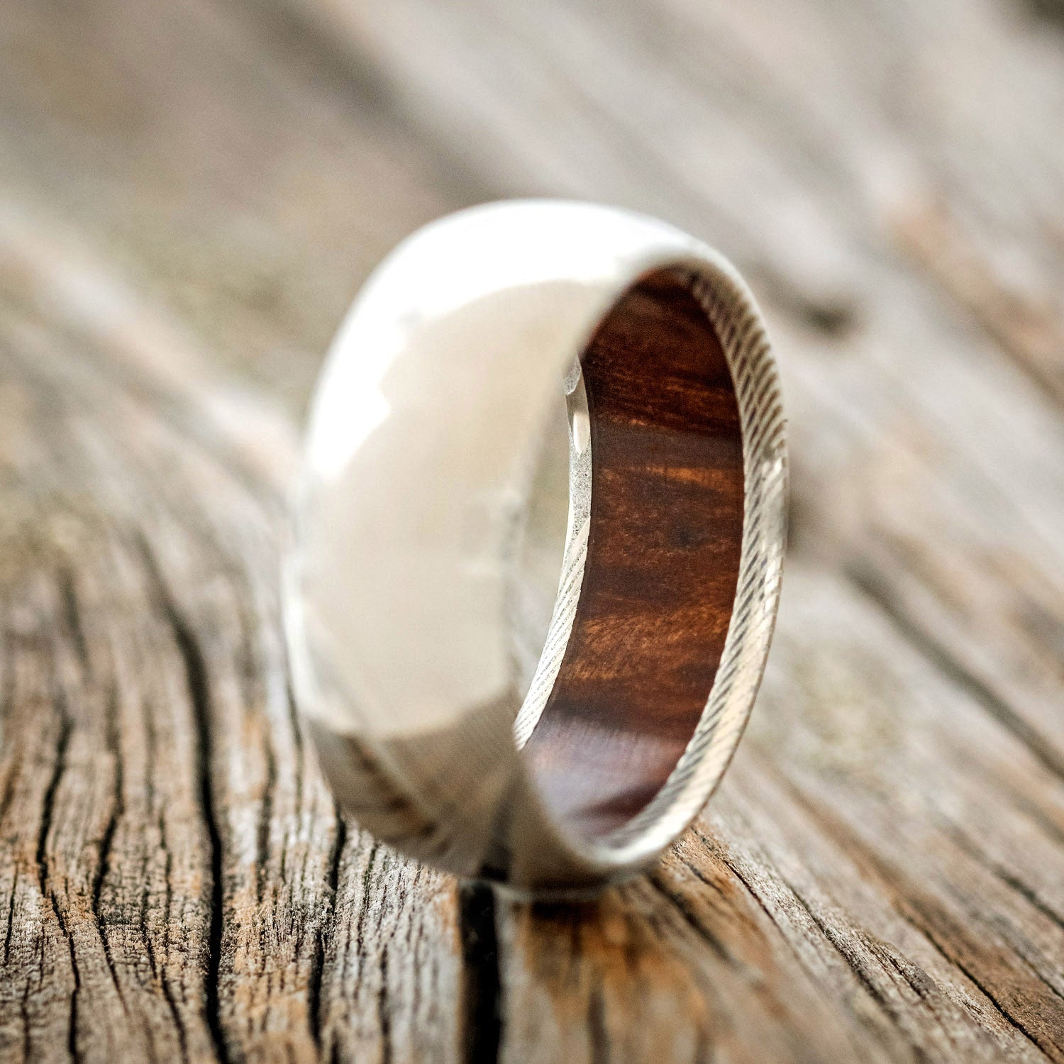 DOMED IRONWOOD LINED WEDDING RING-2