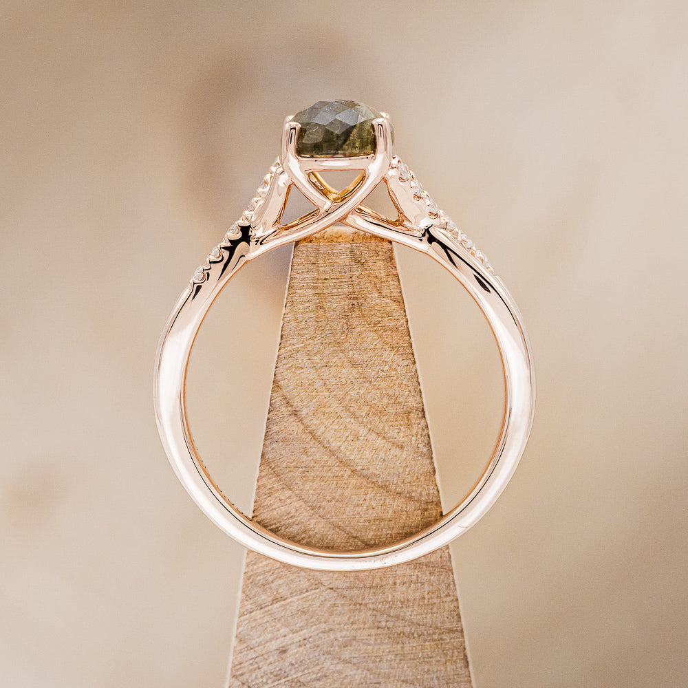 "ROSLYN" - OVAL LABRADORITE ENGAGEMENT RING WITH DIAMOND ACCENTS-6