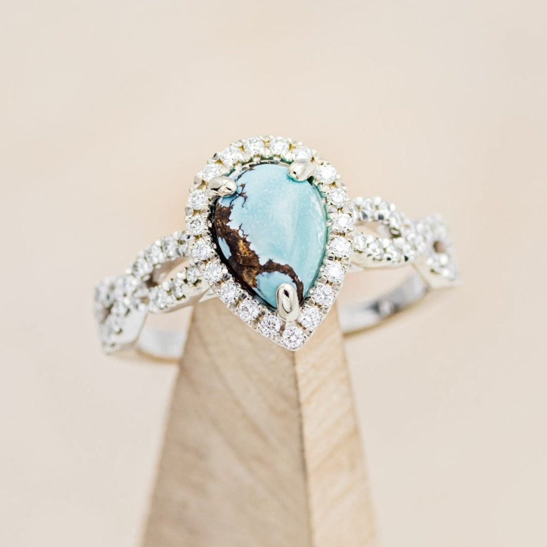 Turquoise Engagement Ring w/ Diamond Accents & Ring Guard – Staghead Designs