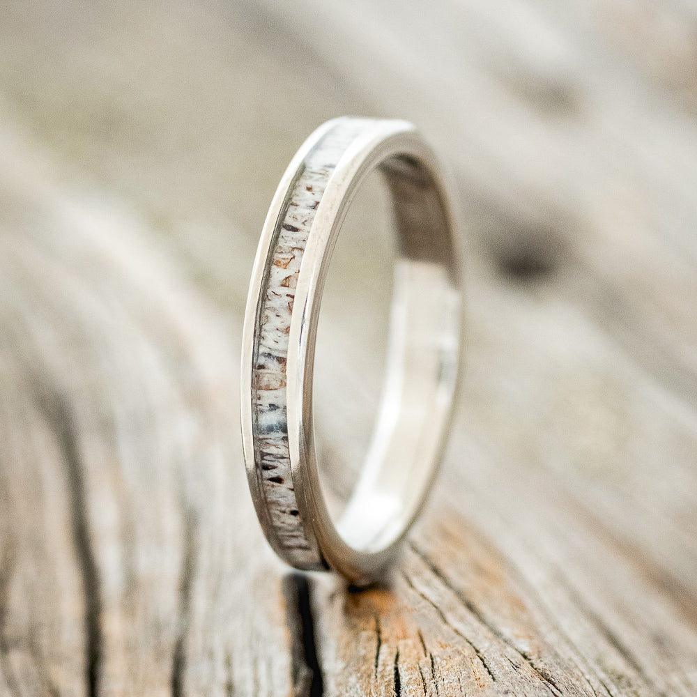 "RAINIER" - MATCHING SET OF ANTLER & IRONWOOD WEDDING BANDS-3