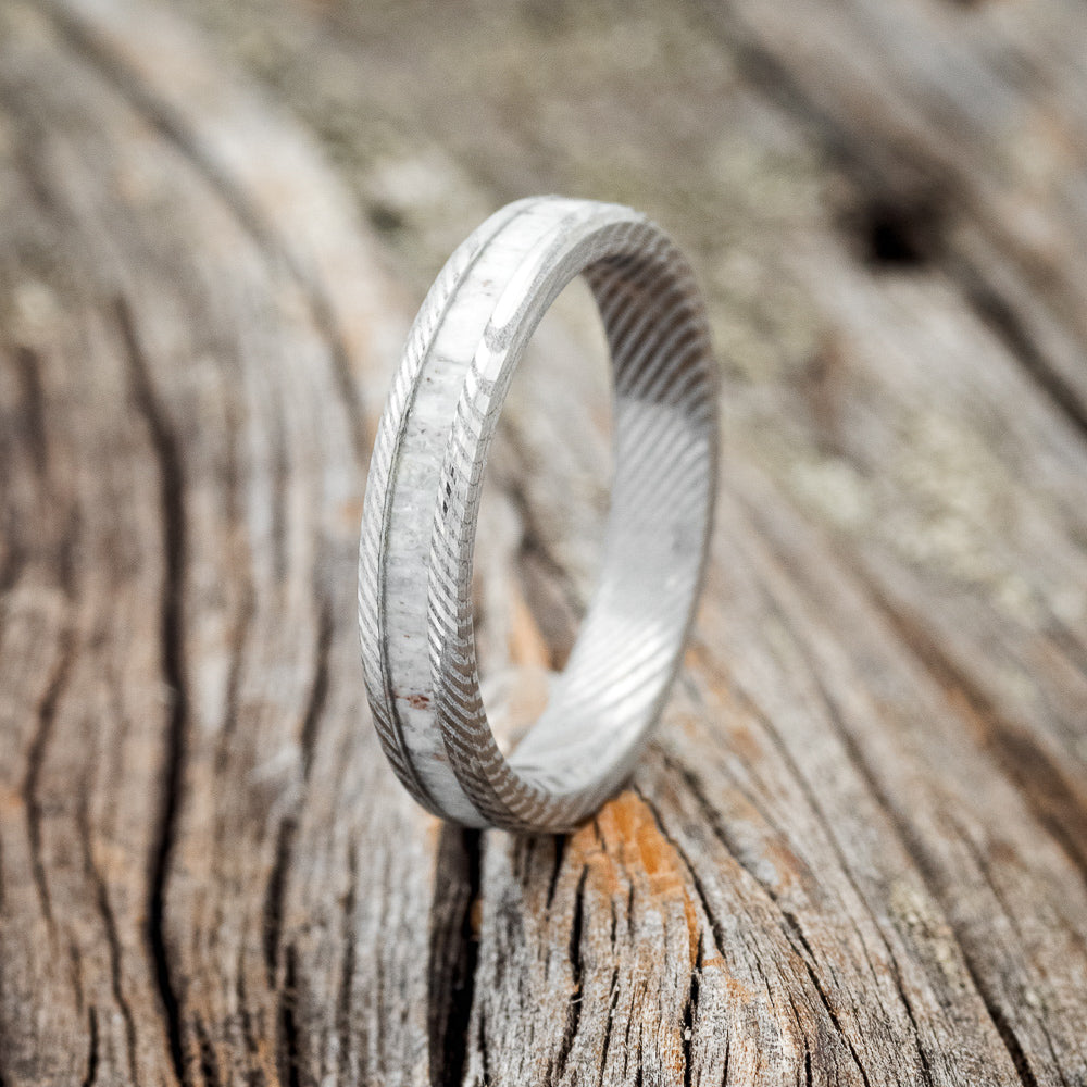 "RAINIER" - MATCHING SET OF ANTLER WEDDING BANDS-10
