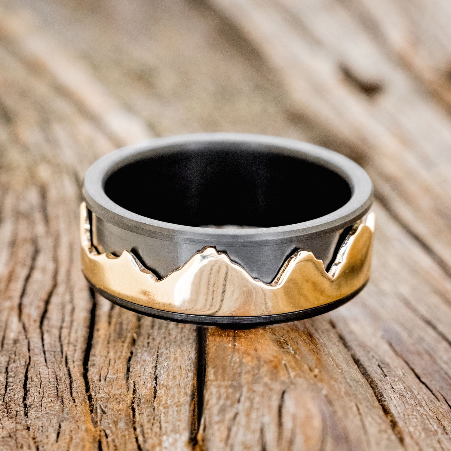 "REVOLUTION" - 14K GOLD MOUNTAIN SPINNER WEDDING RING-3