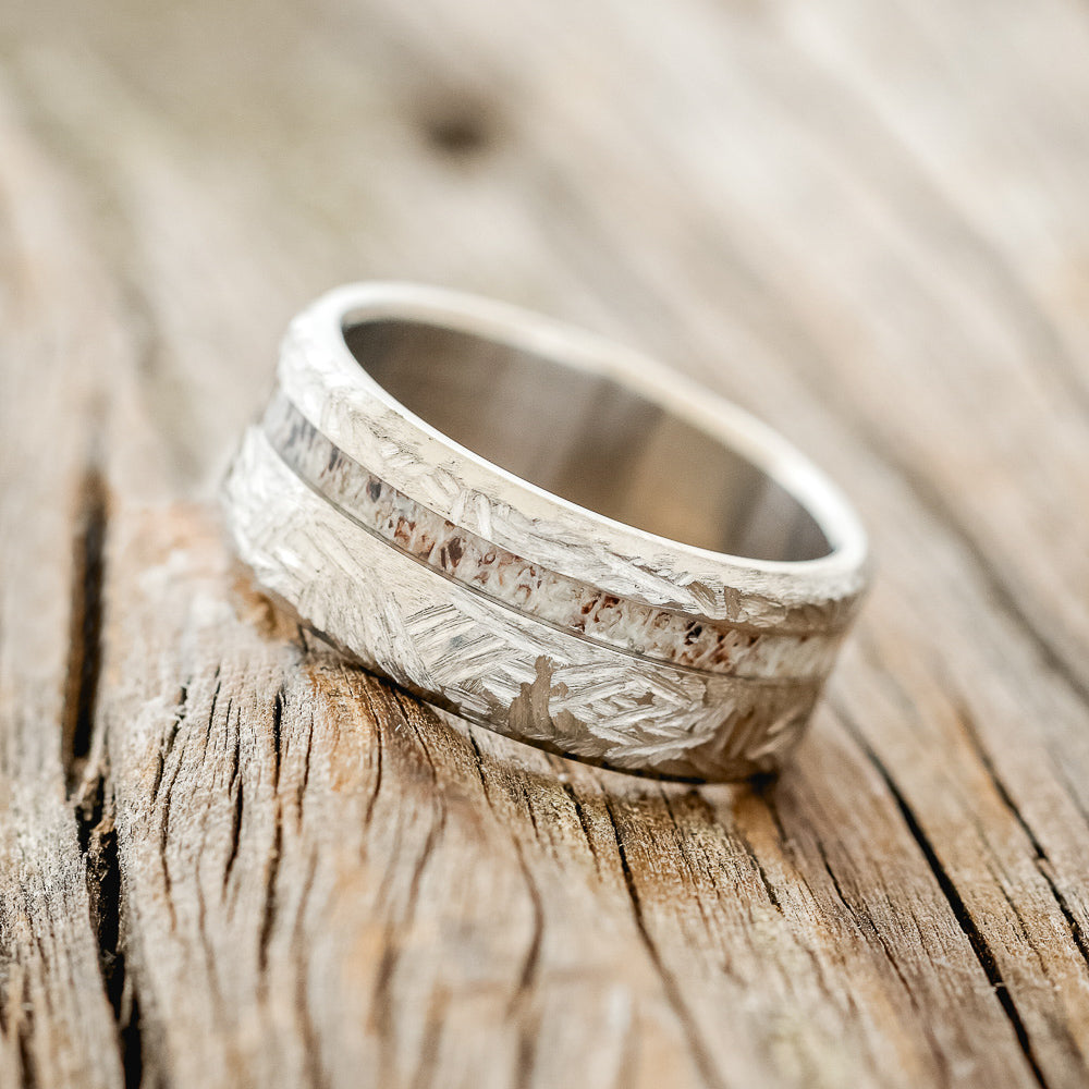 "VERTIGO" - ANTLER WEDDING BAND WITH CROSSHATCHED FINISH-2