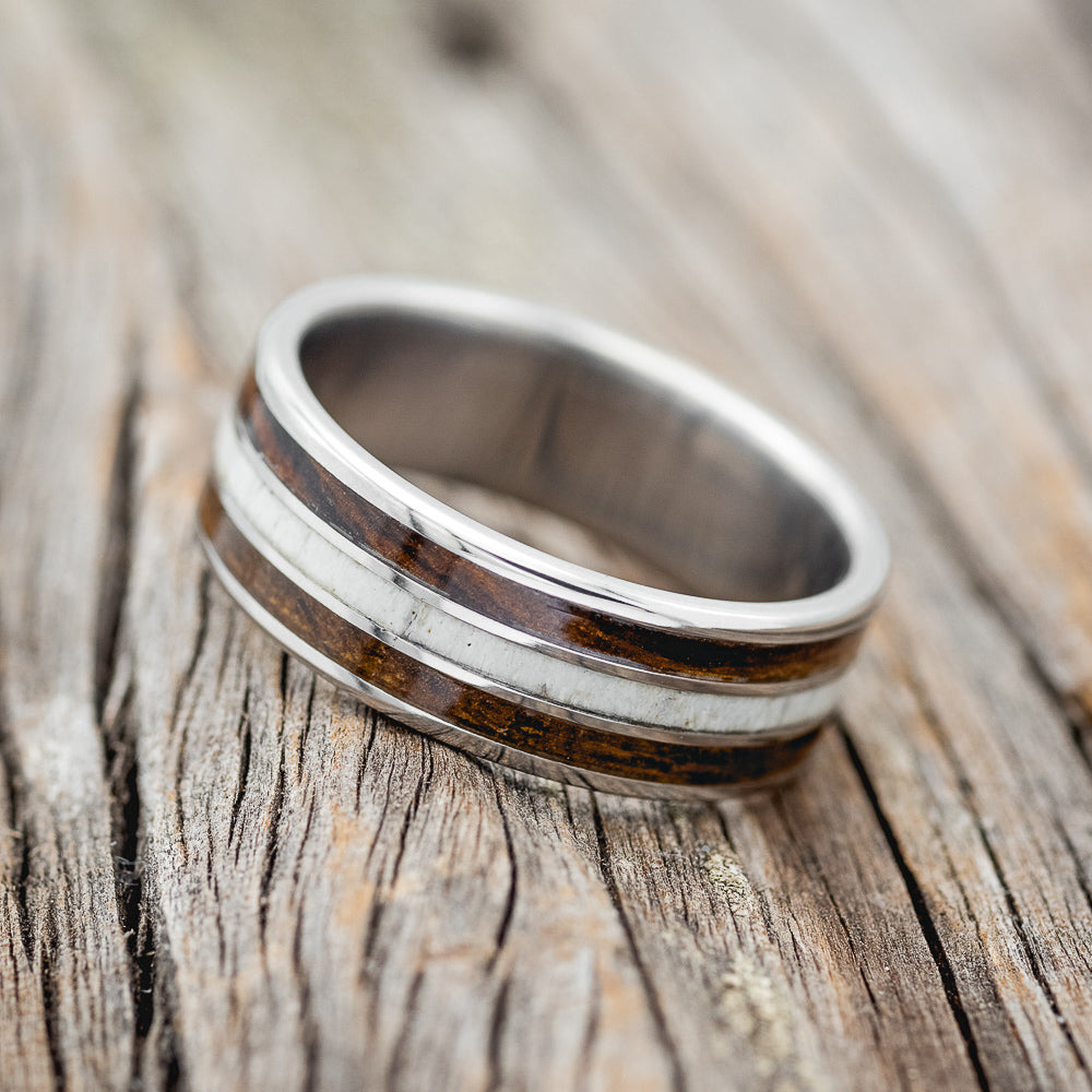 "RIO" - ELK ANTLER & IRONWOOD WEDDING BAND-2