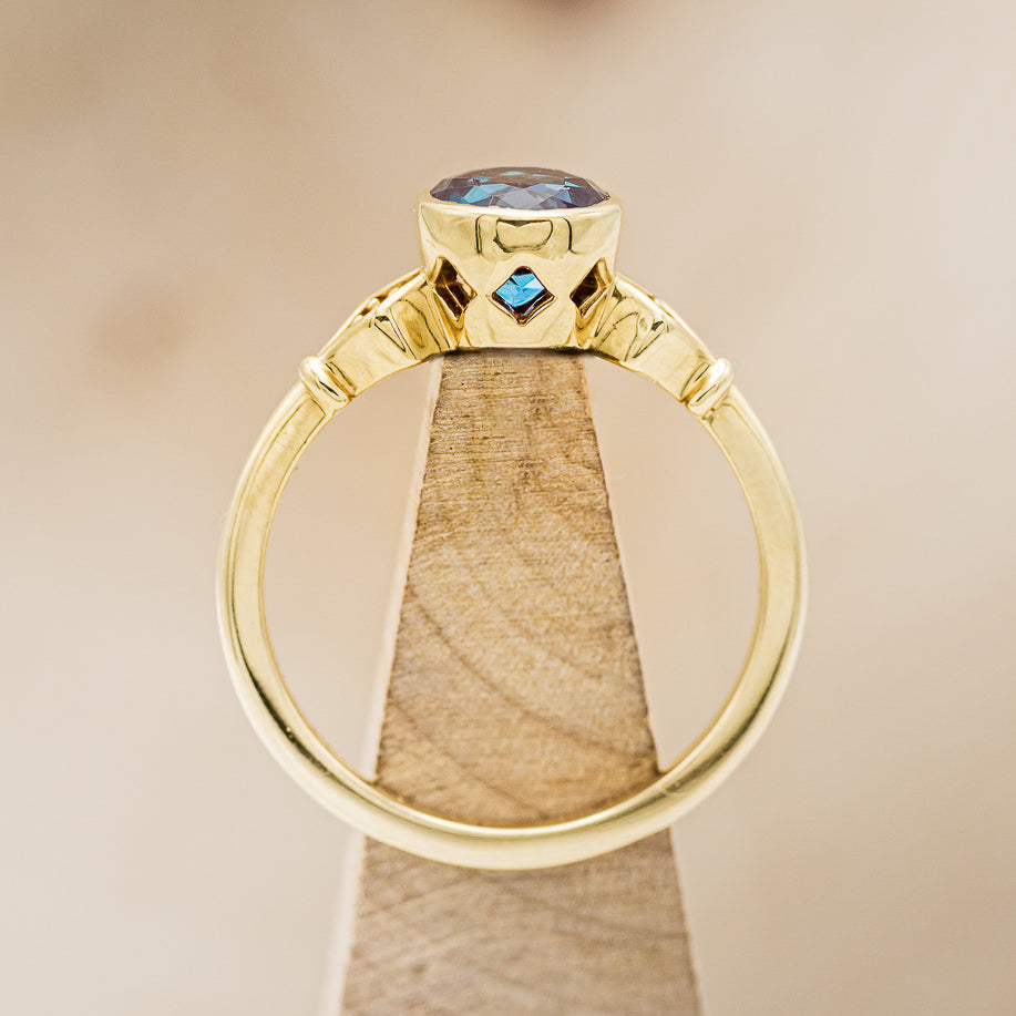 ROUND CUT LAB-GROWN ALEXANDRITE ENGAGEMENT RING WITH DIAMOND ACCENTS-5