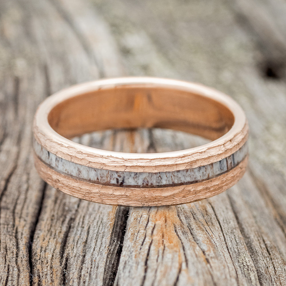 "VERTIGO" - ANTLER WEDDING RING FEATURING A HAMMERED FINISH-6