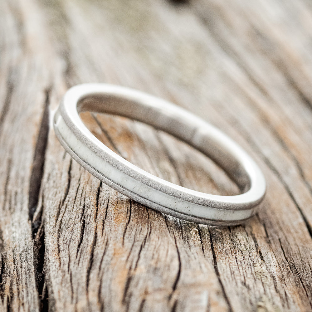 "VERTIGO" - MATCHING SET OF ELK ANTLER WEDDING BANDS WITH SANDBLASTED FINISH-5