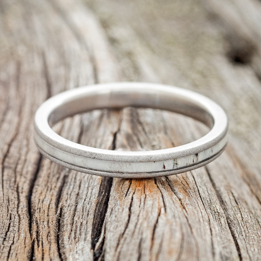 "VERTIGO" - MATCHING SET OF ELK ANTLER WEDDING BANDS WITH SANDBLASTED FINISH-7