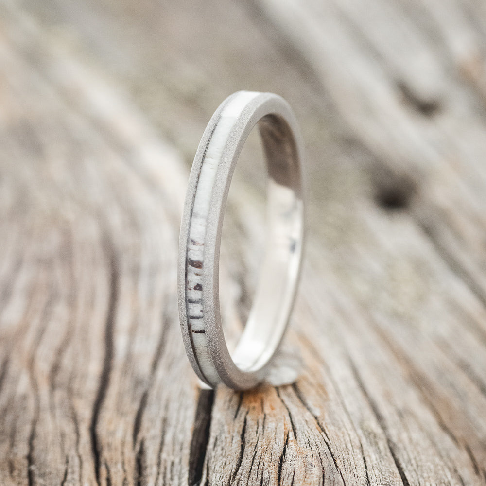 "VERTIGO" - MATCHING SET OF ELK ANTLER WEDDING BANDS WITH SANDBLASTED FINISH-3
