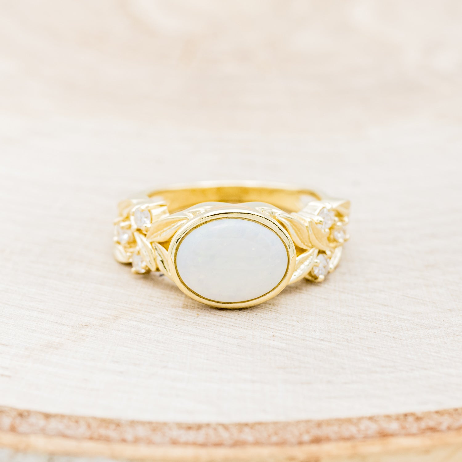 "ELORA" - OVAL OPAL ENGAGEMENT RING WITH DIAMOND ACCENTS-4