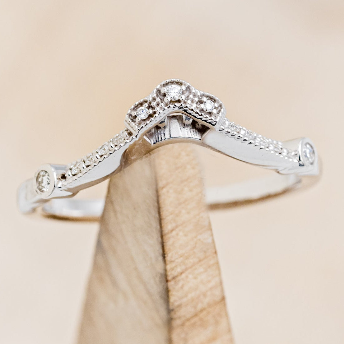 "EILEEN" - ROUND CUT MOISSANITE ENGAGEMENT RING WITH DIAMOND ACCENTS & TRACER-13