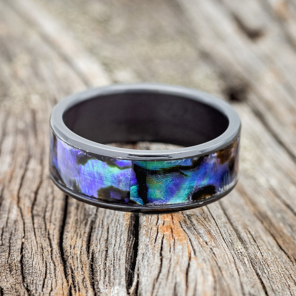 "RAINIER"- PAUA SHELL WEDDING RING-3
