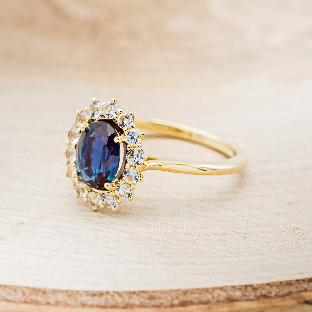 "MALINA" - OVAL LAB-GROWN ALEXANDRITE ENGAGEMENT RING WITH DIAMOND HALO-4