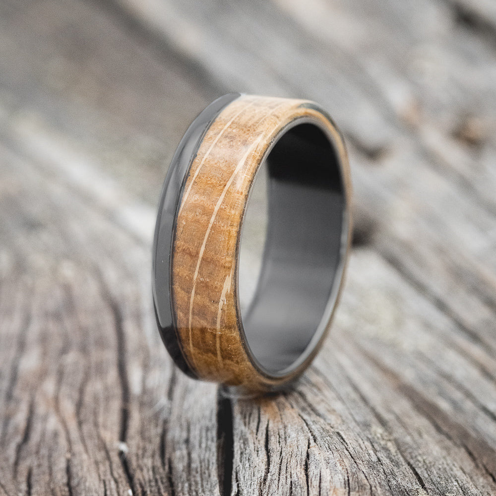 "EZRA" - WHISKEY BARREL OAK WEDDING BAND-9