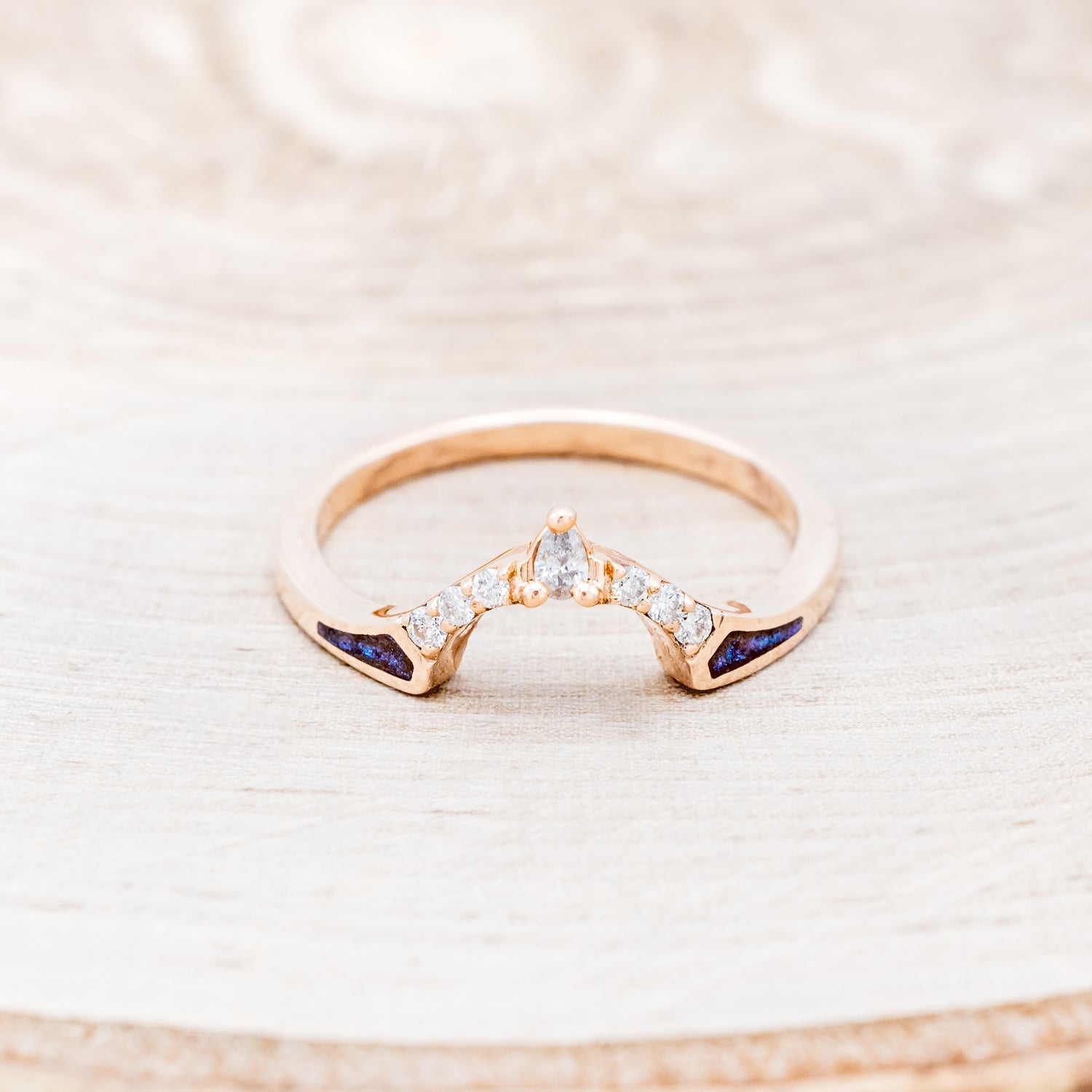 "CLARISS" - BRIDAL SUITE - PEAR SHAPED LAB-GROWN ALEXANDRITE ENGAGEMENT RING WITH DIAMOND HALO & TRACERS-15