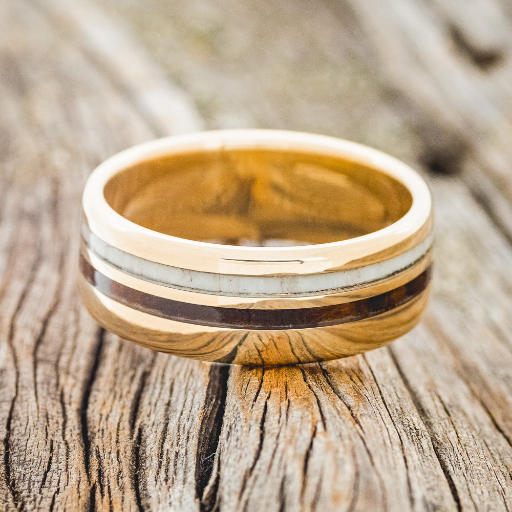 "COSMO" - IRONWOOD & ANTLER WEDDING BAND-6