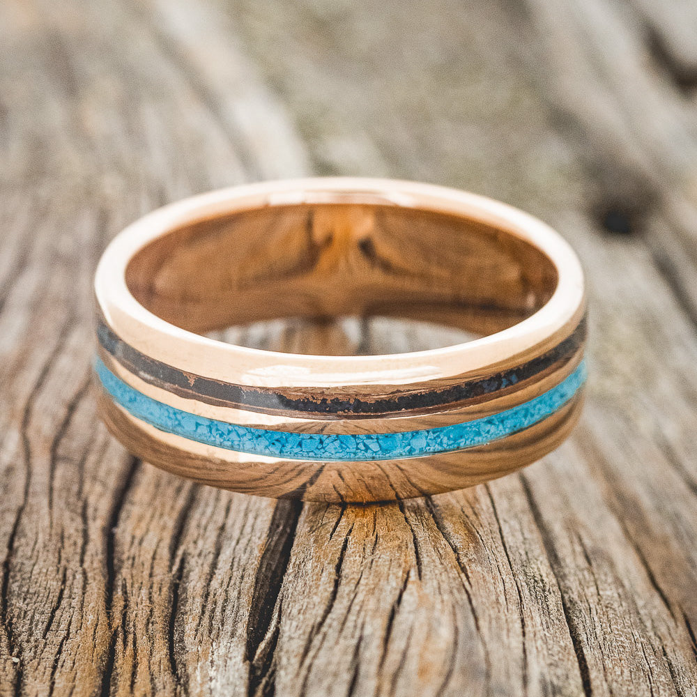 "COSMO" - TURQUOISE & PATINA COPPER WEDDING BAND-9